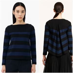 Sacai Luck Women's jersey Navy stripe blouse size 1 made in Japan
